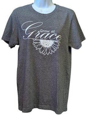 Bella+Canvas Women's Medium Grow at Grace Graphic Tee Dark Gray Short Sleeve